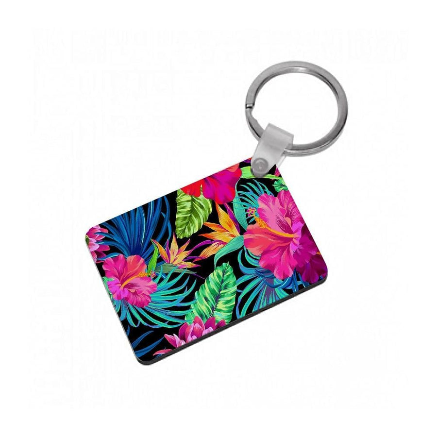 Colourful Hibiscus Pattern Keyring