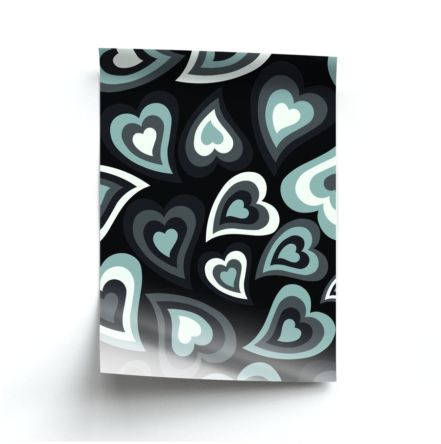 Black Hearts - Trippy Patterns Poster