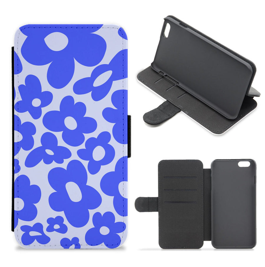 Blue Flowers - Trippy Patterns Flip / Wallet Phone Case