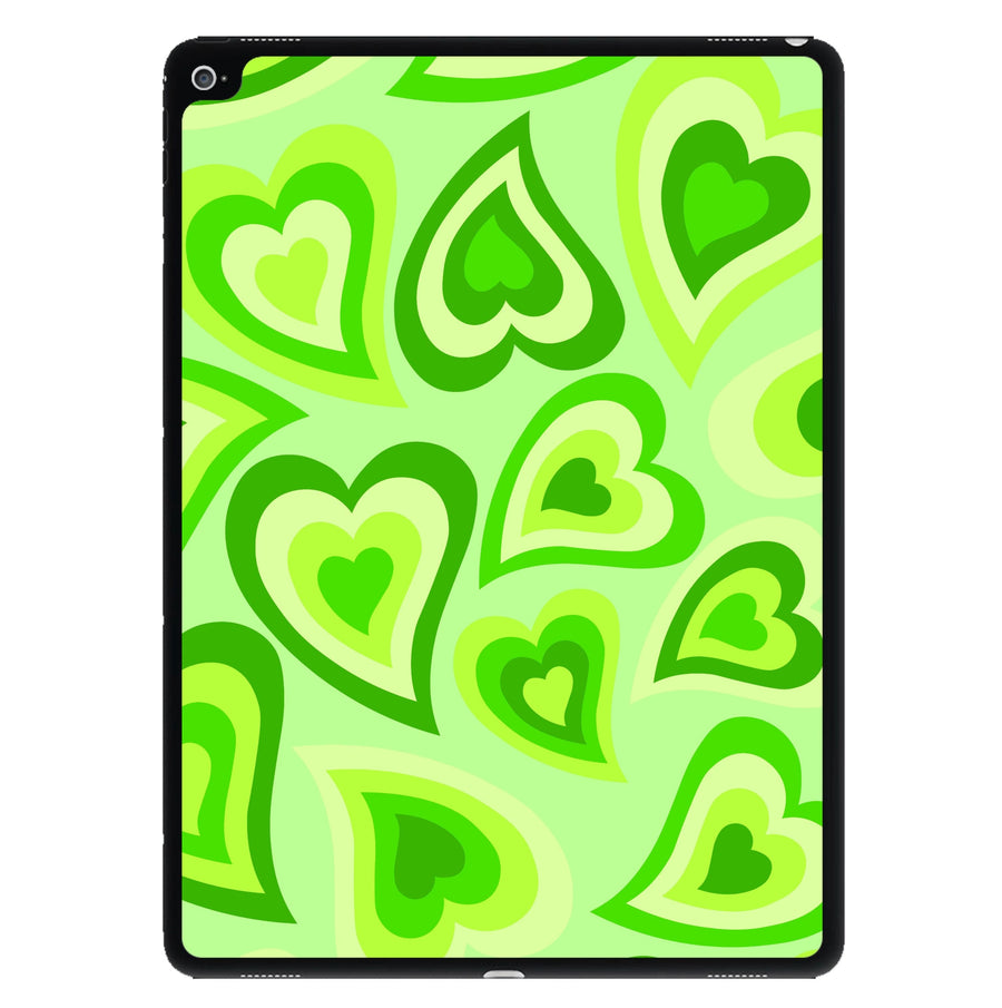 Green Hearts - Trippy Patterns iPad Case