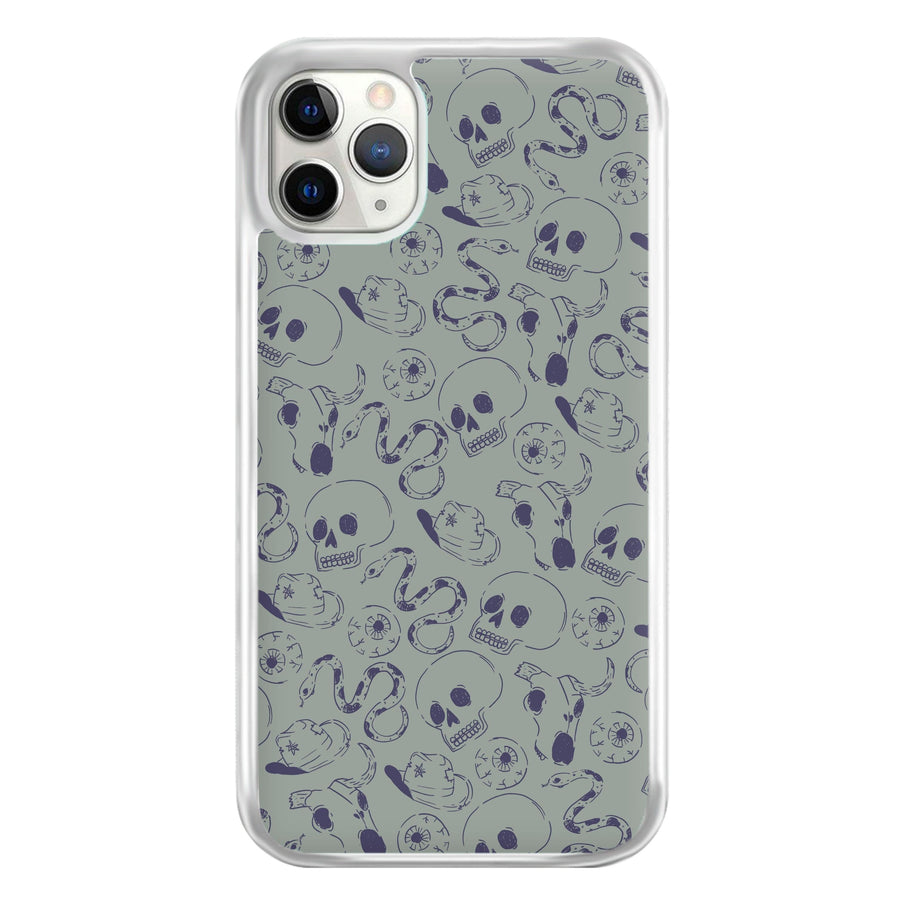 Blue Snakes And Skulls - Western  Phone Case