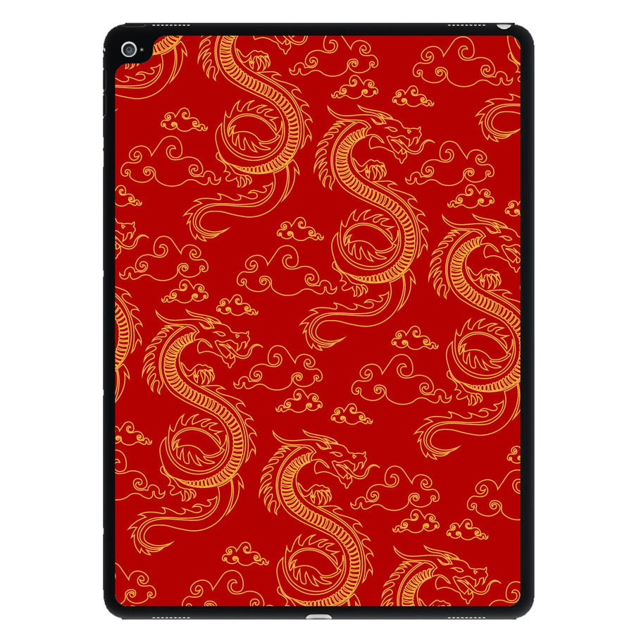 Red And Gold Dragon Pattern iPad Case