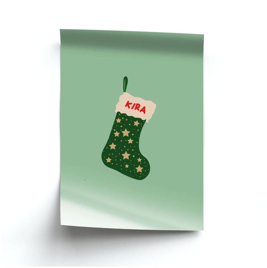 Green Stocking - Personalised Christmas  Poster