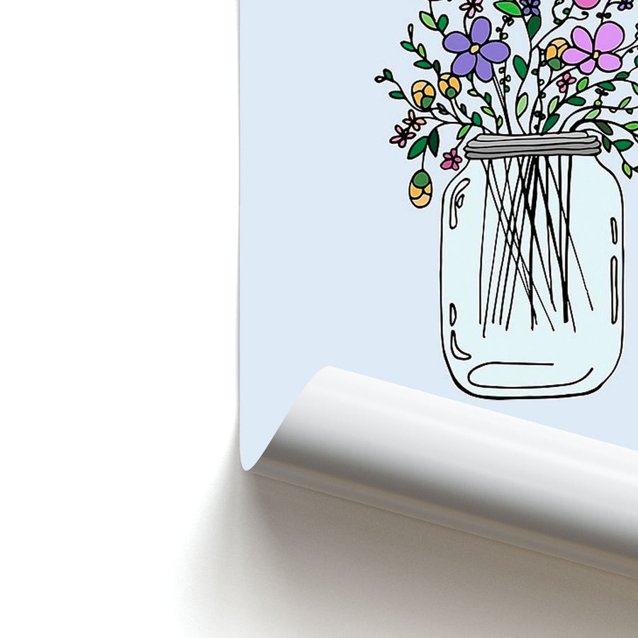 Cartoon Flower Jar Poster