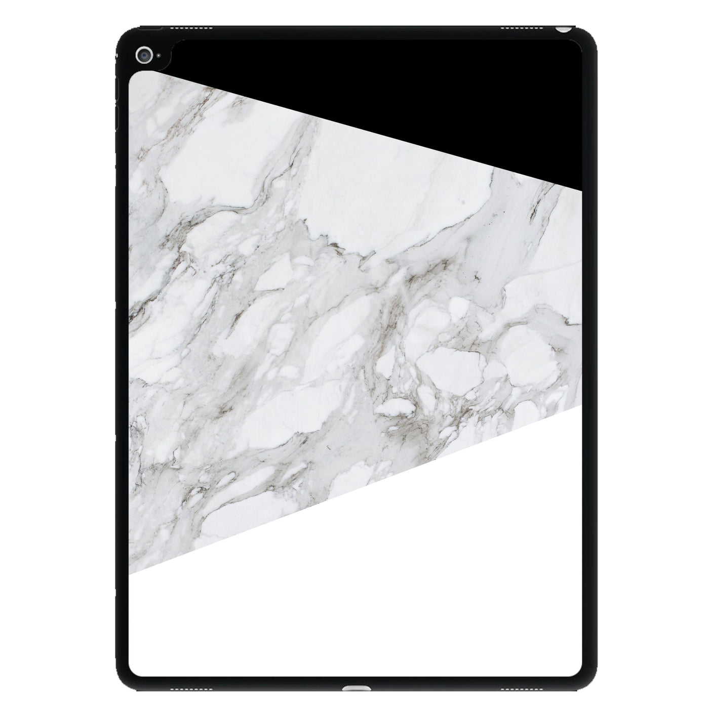 White, Black and Marble Pattern iPad Case