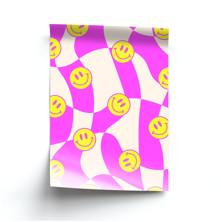 Smiley Checkboard - Trippy Patterns Poster