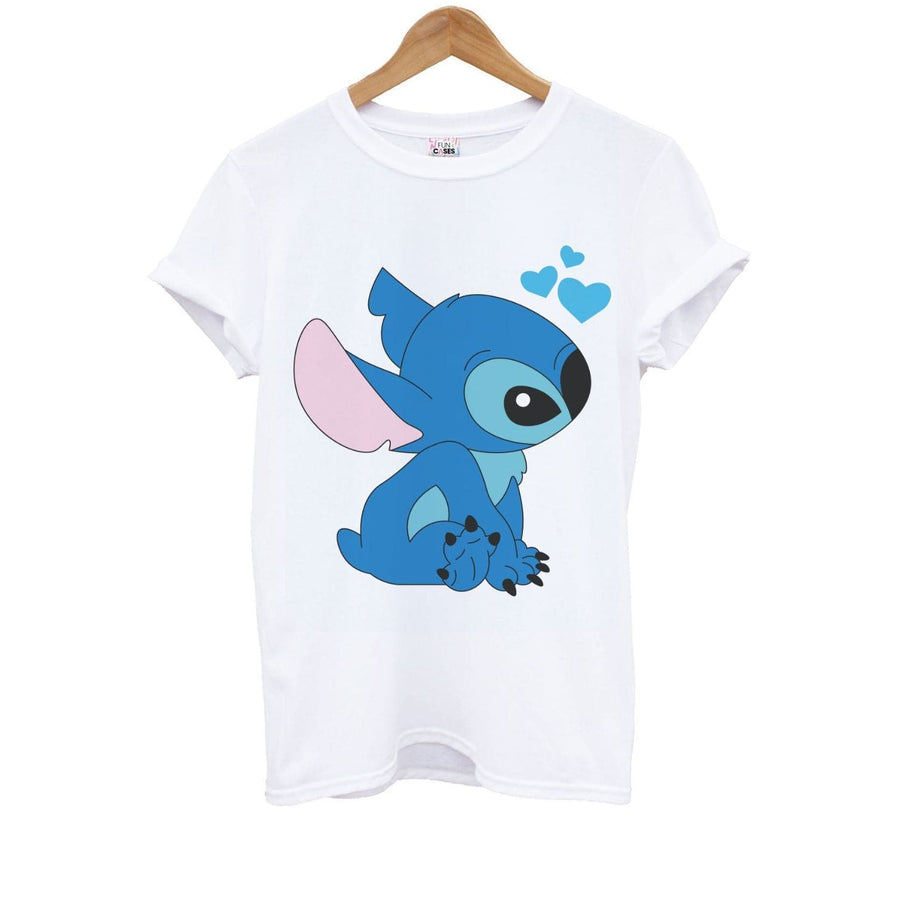 Blue Hearts Stitch - Disney Valentine's Kids T-Shirt