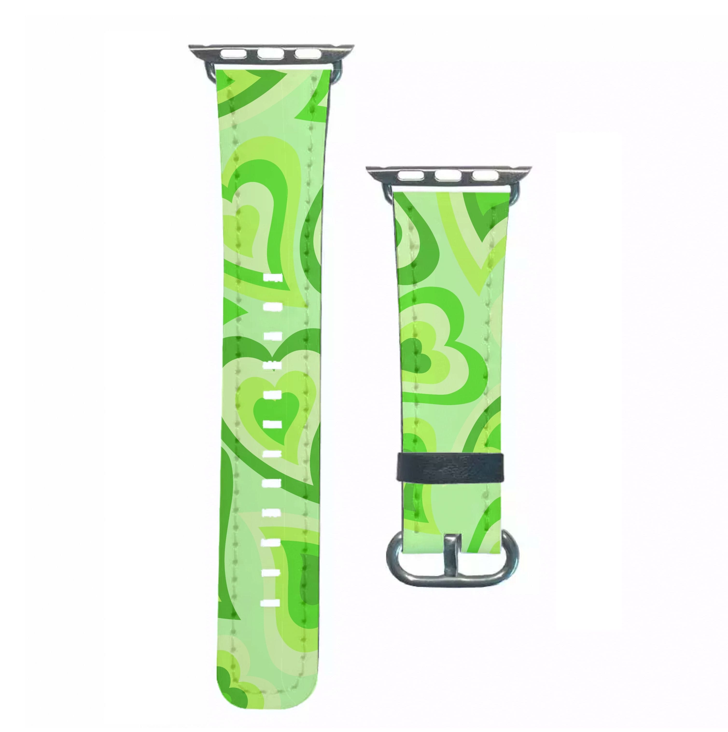 Green Hearts - Trippy Patterns Apple Watch Strap