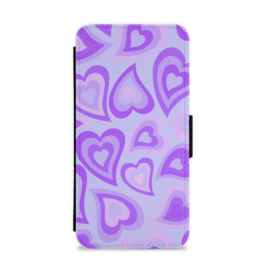 Purple Hearts - Trippy Patterns Flip / Wallet Phone Case