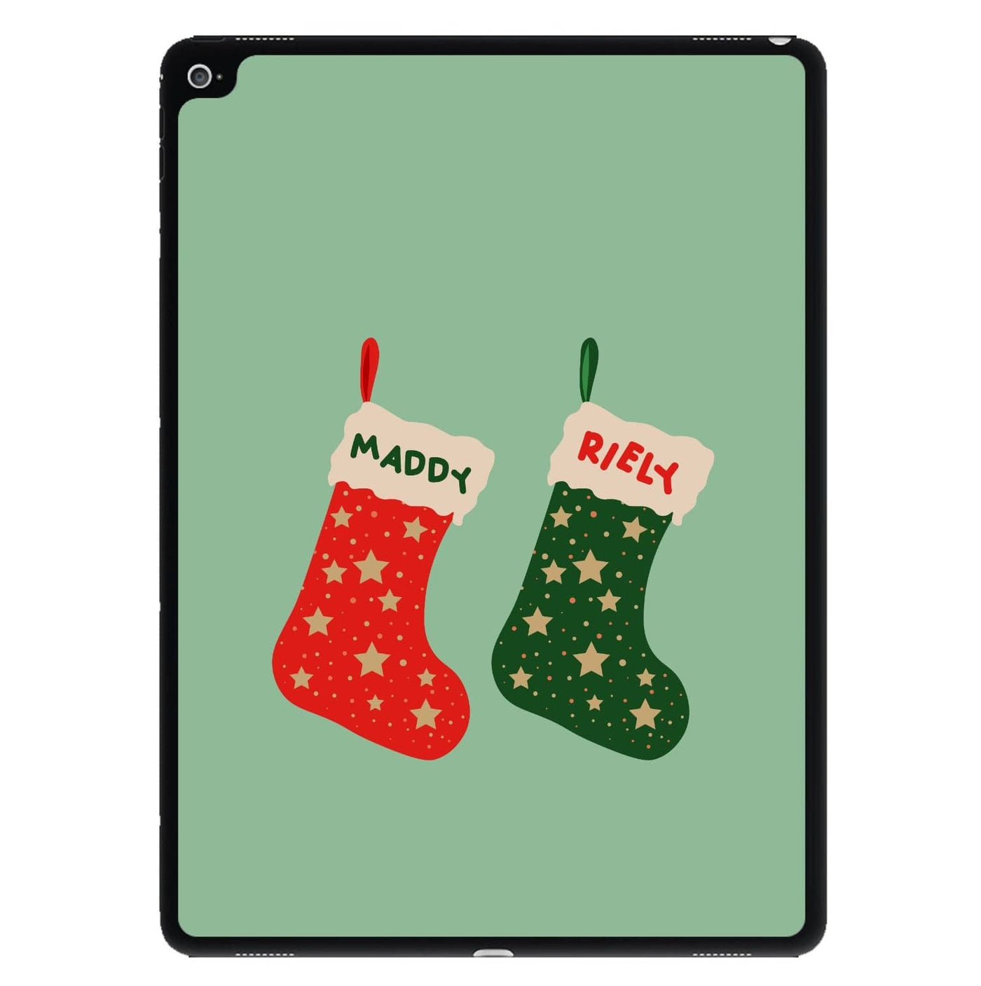 Red And Green Stocking - Personalised Christmas  iPad Case