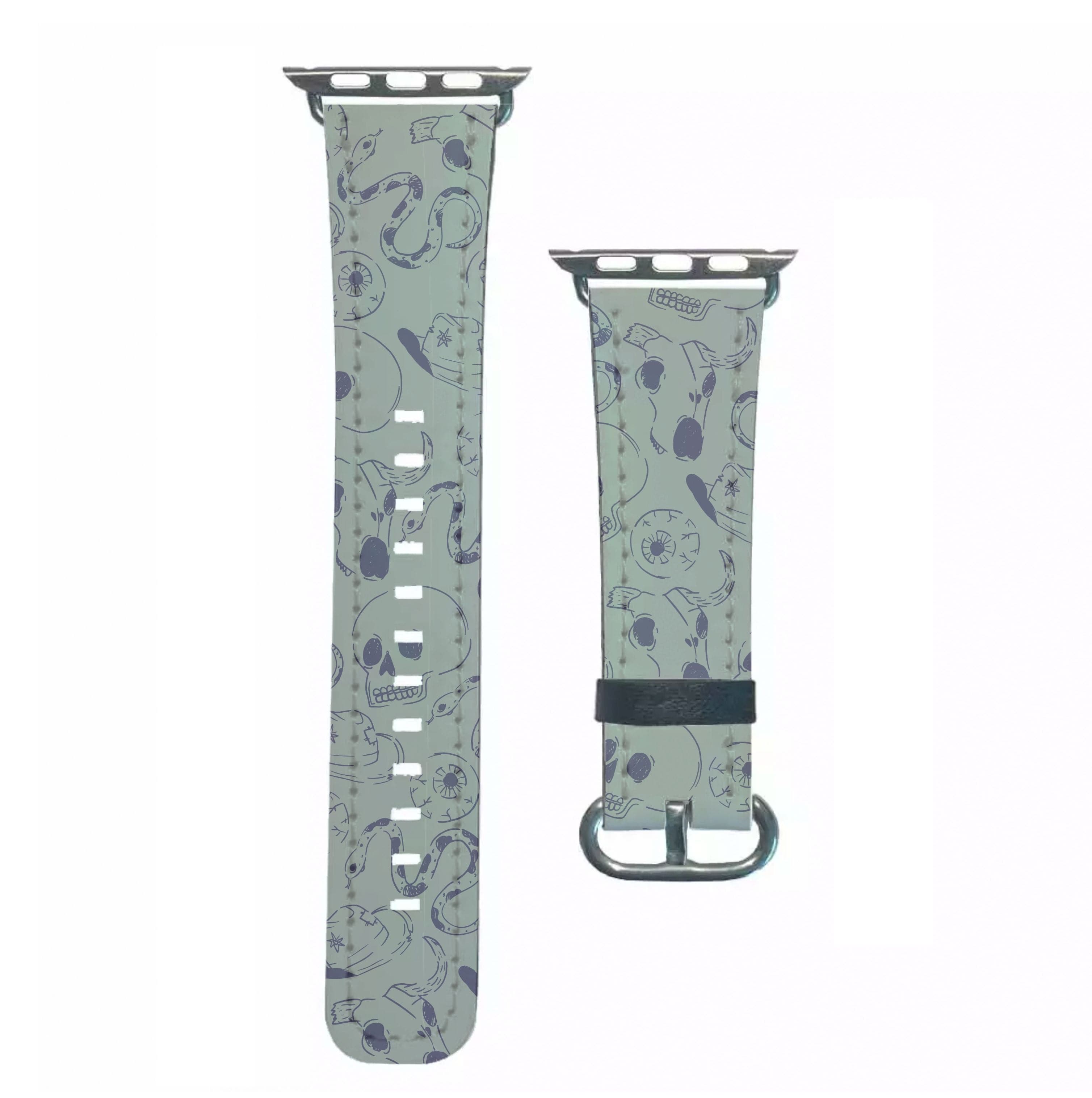 Blue Snakes And Skulls - Western Apple Watch Strap