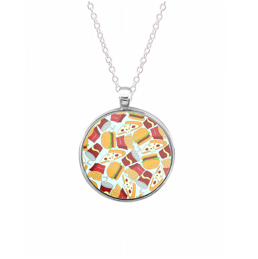 Burgers, Fries And Pizzas - Fast Food Patterns Necklace