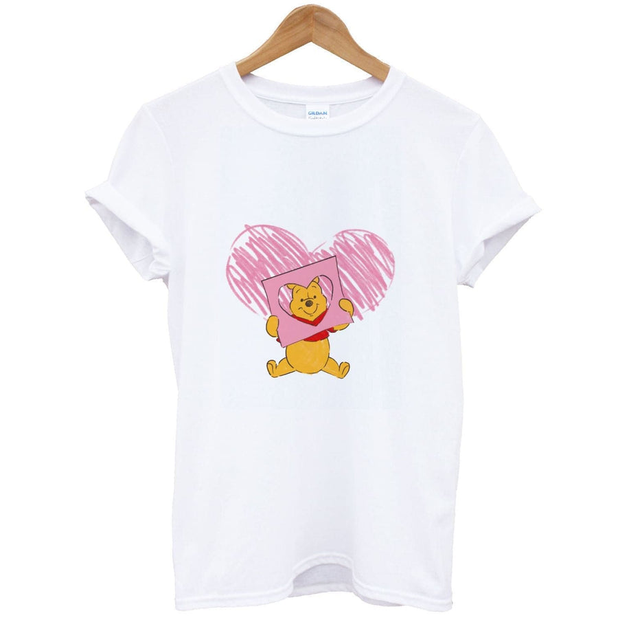 Pooh Heart Drawing - Disney Valentine's T-Shirt