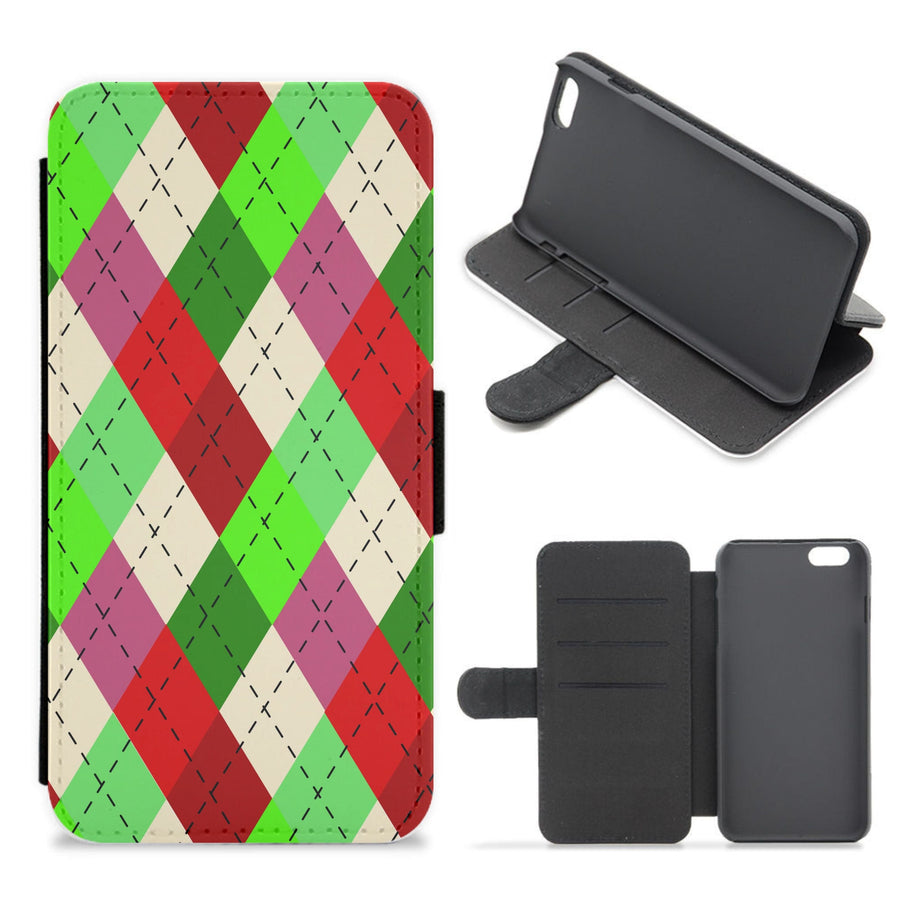 Red And Green - Christmas Patterns Flip / Wallet Phone Case
