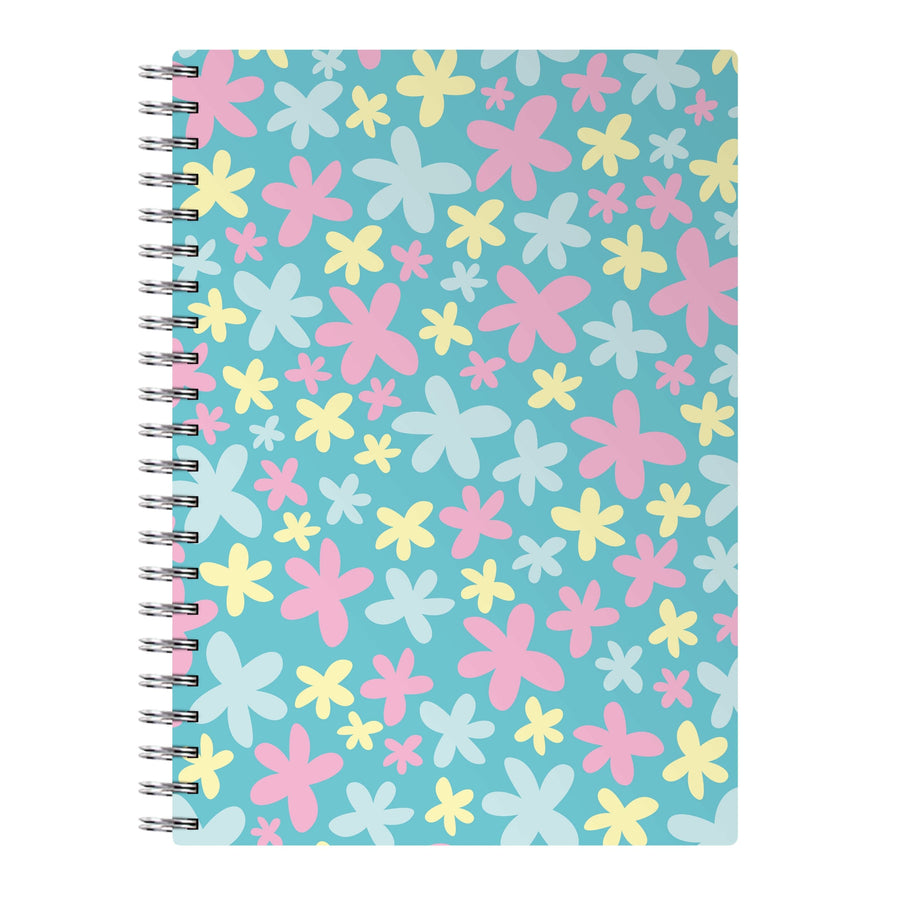 Blue, Pink And Yellow Flowers - Spring Patterns Notebook