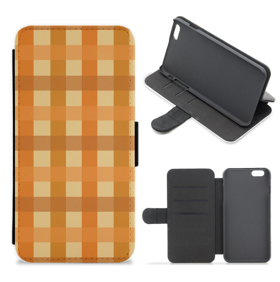 Orange Plaid Pattern- Autumn Flip / Wallet Phone Case