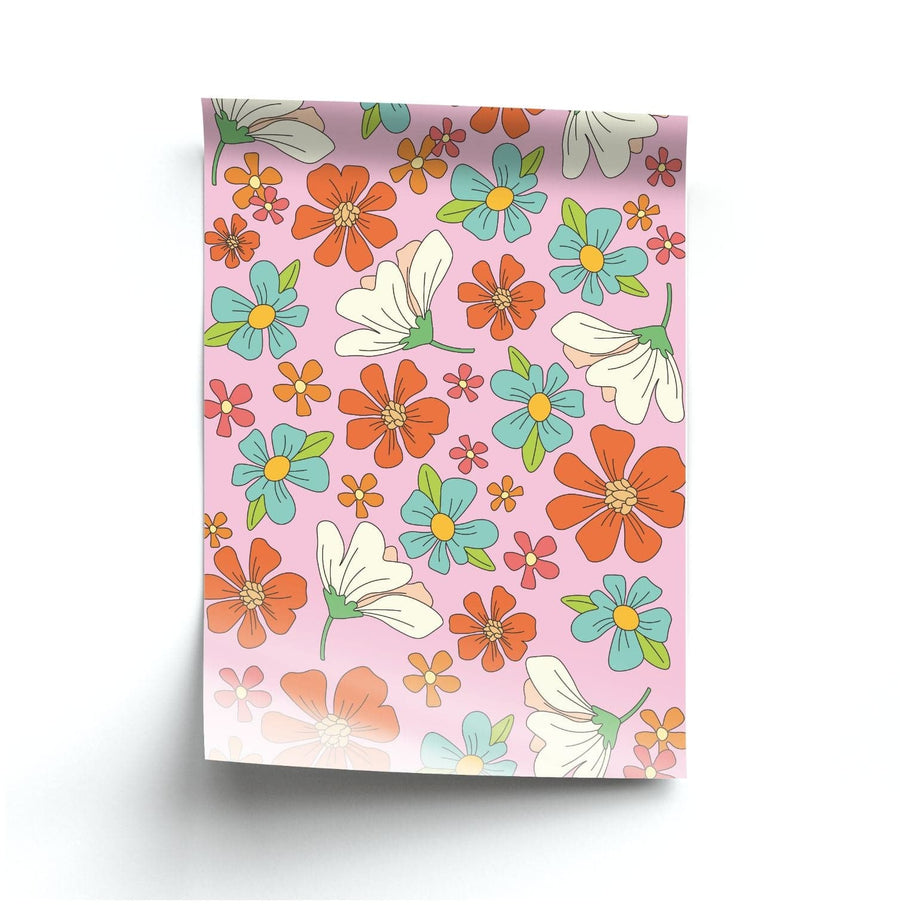 Pink Flower Pattern - Mothers Day Poster