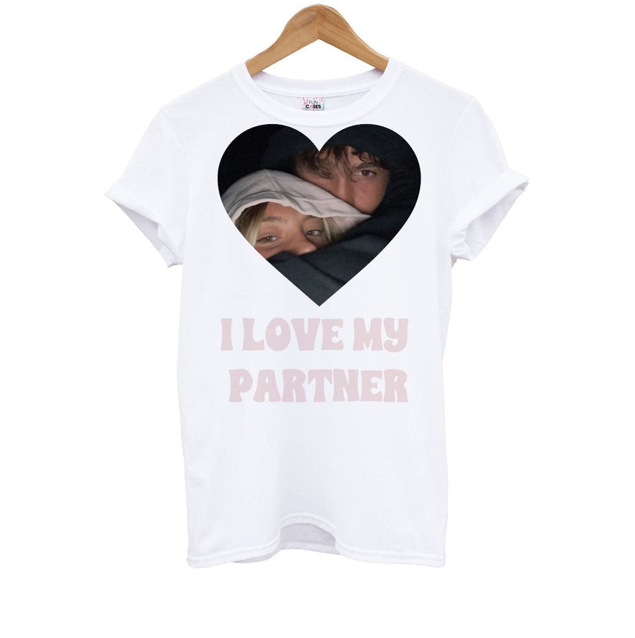 I Love My Partner - Personalised Couples Kids T-Shirt