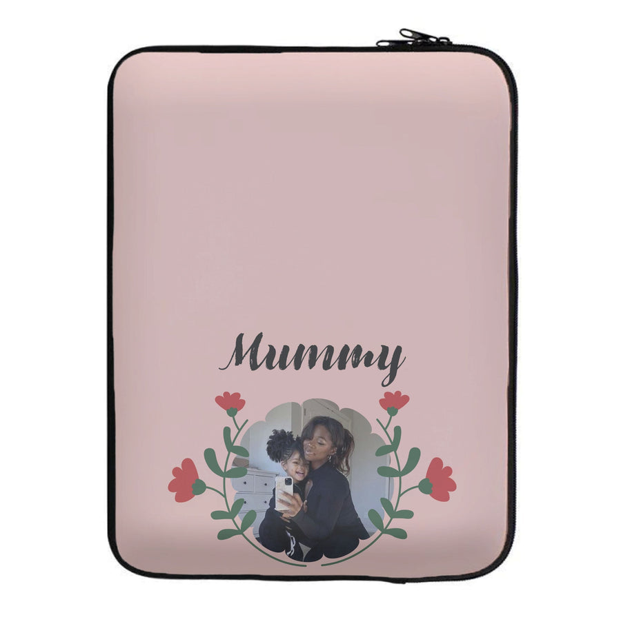 Mummy Red Flowers - Personalised Mother's Day Laptop Sleeve
