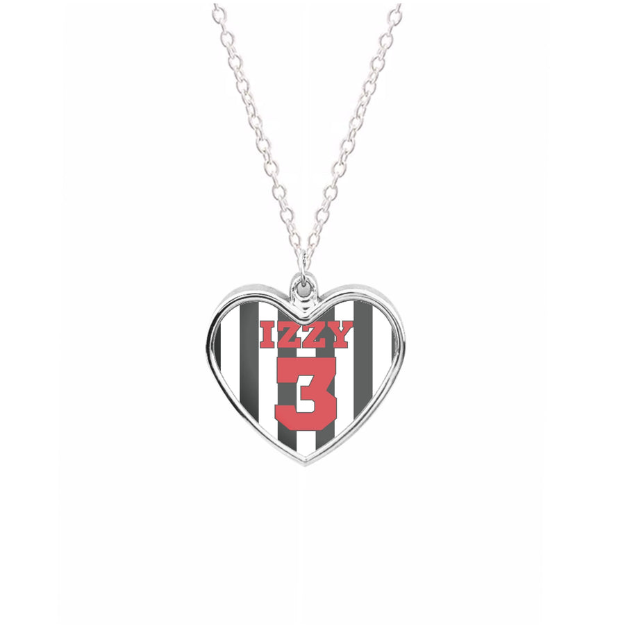Black And White Stripes - Personalised Football   Necklace