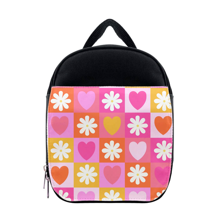 Checked Hearts And Flowers - Spring Patterns Lunchbox