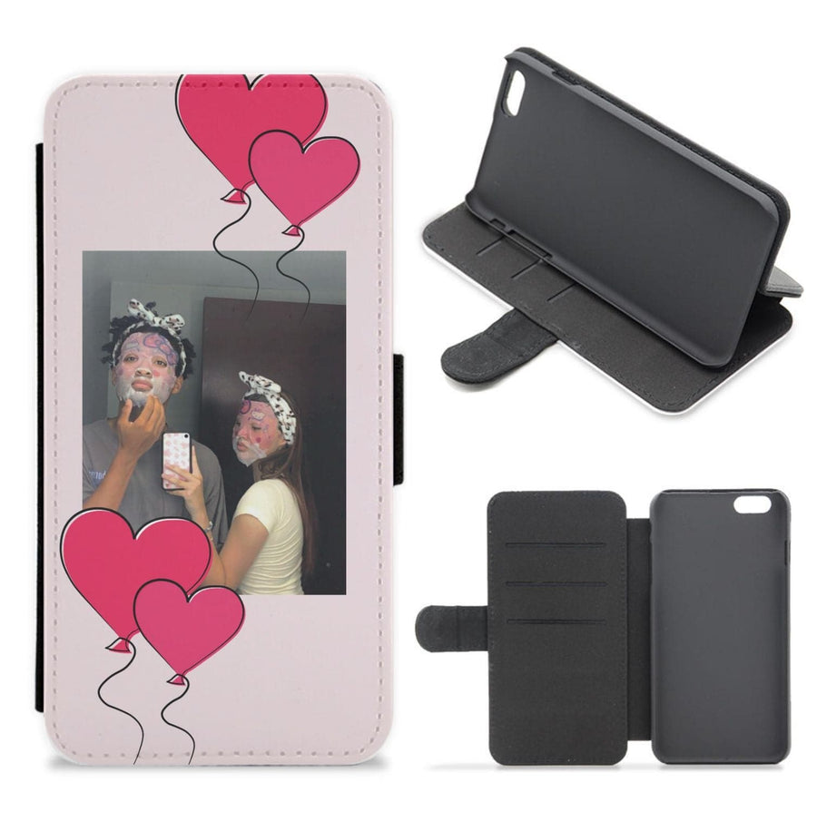Heart Balloons - Personalised Couples Flip / Wallet Phone Case
