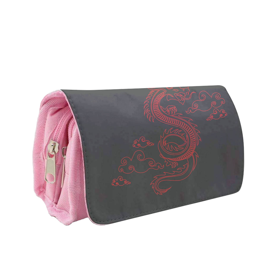 Red - Dragon Patterns Pencil Case