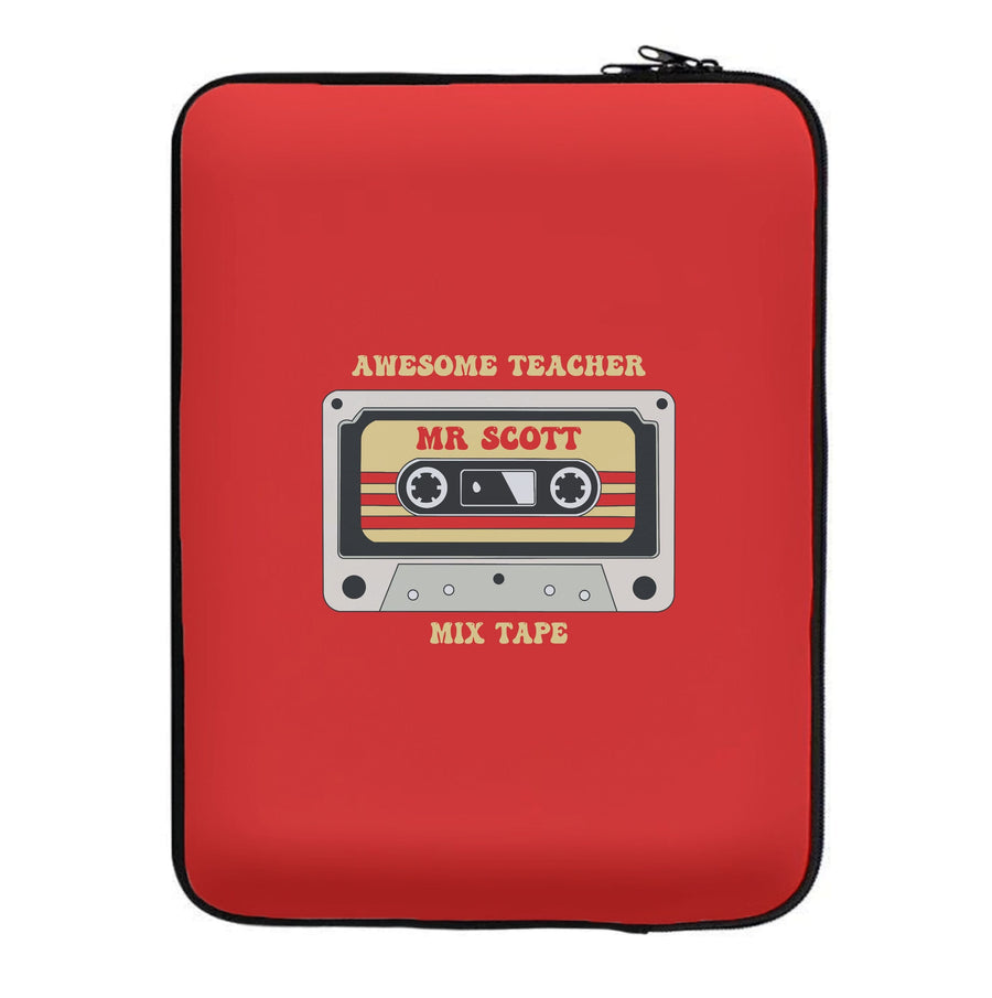 Awesome Teacher Mix Tape - Personalised Teachers Gift Laptop Sleeve