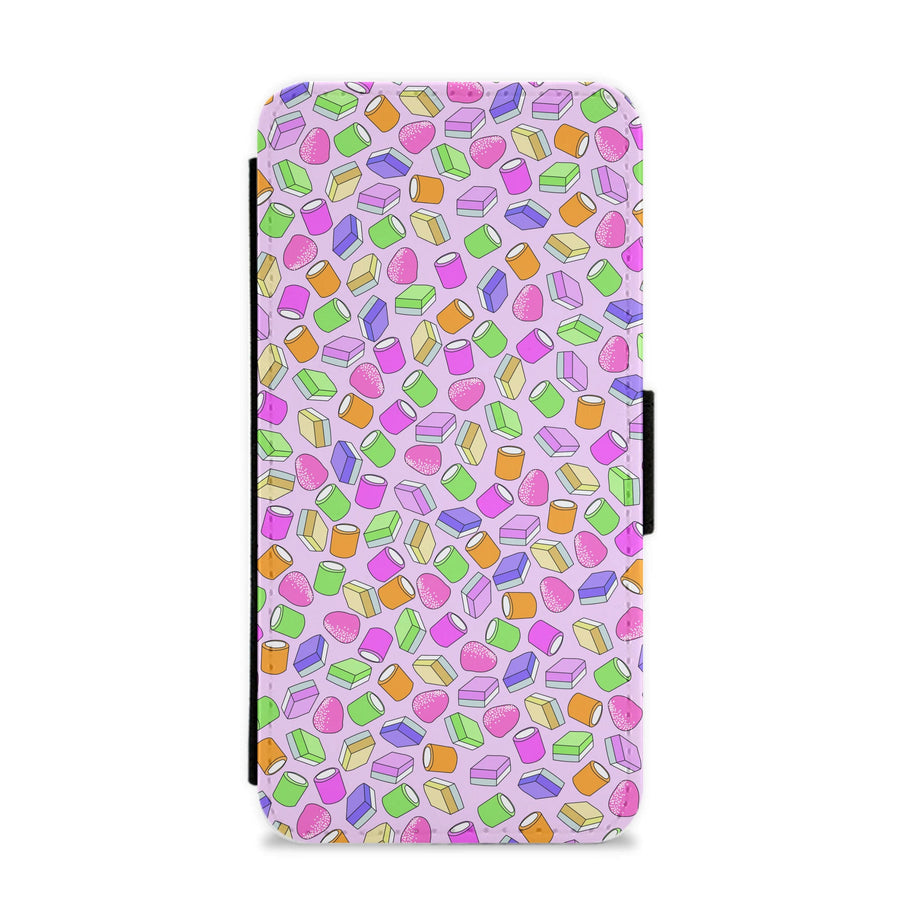 Pink Dolly Mix - Sweets Patterns Flip / Wallet Phone Case