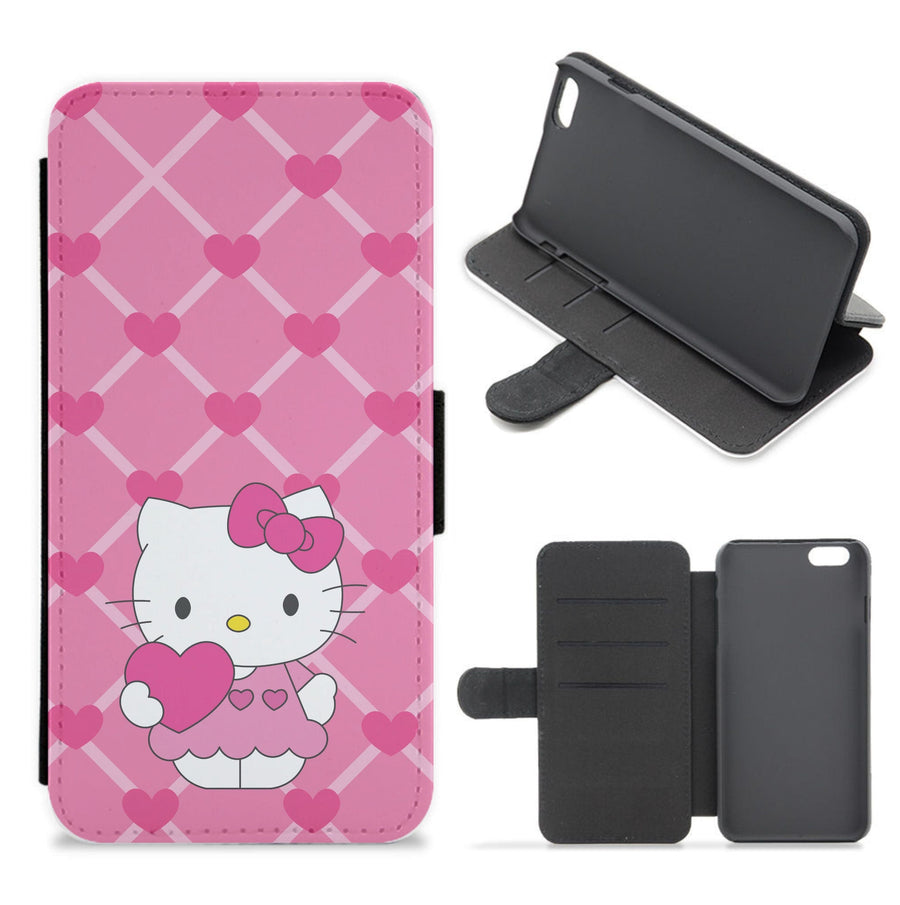 Love Heart - Hello Kitty Flip / Wallet Phone Case