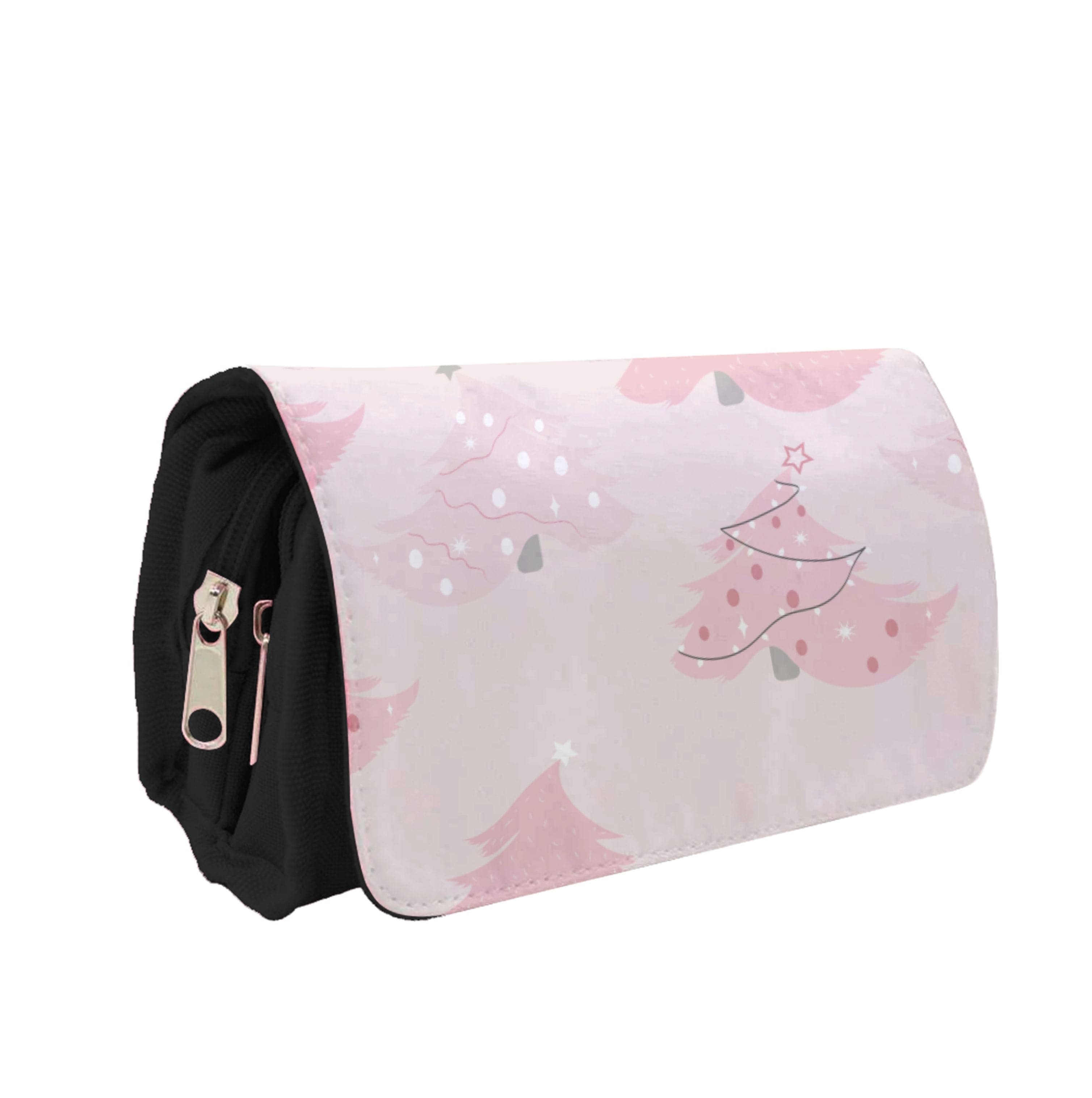 Pink Christmas Tree Pattern Pencil Case
