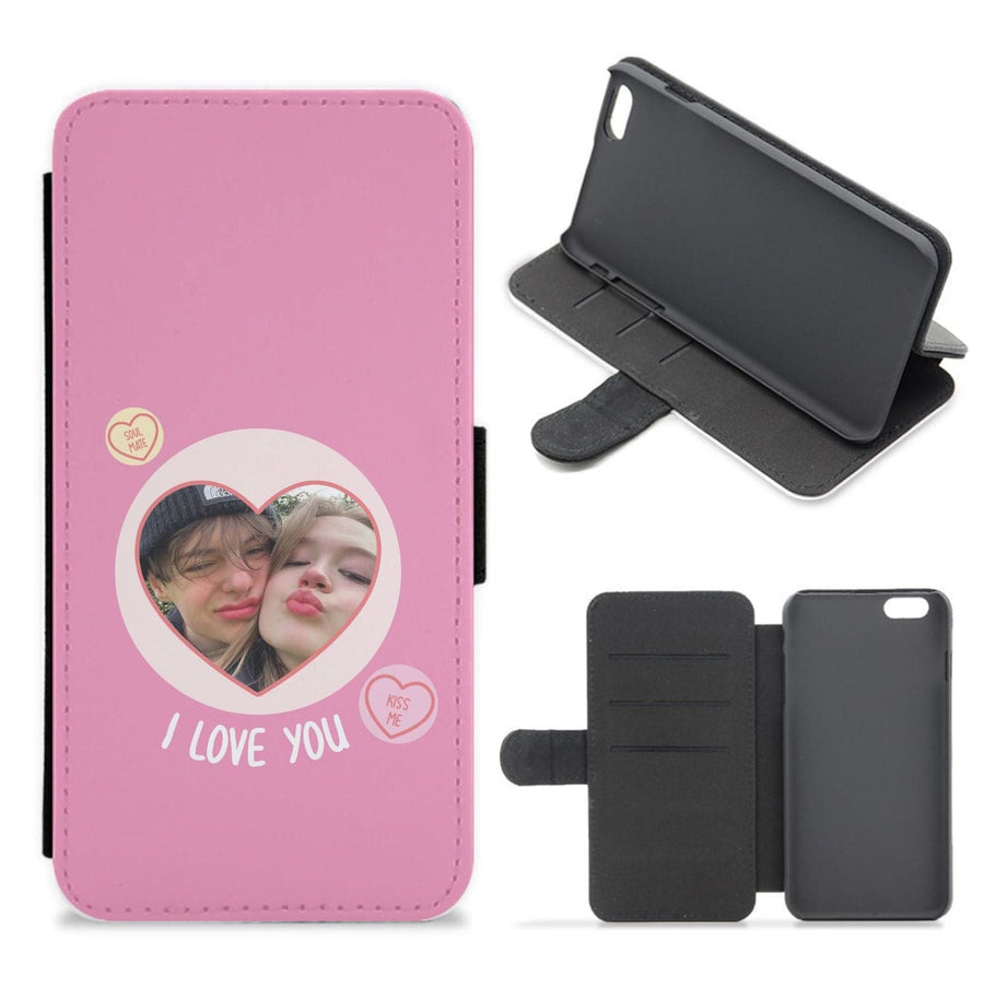 I Love You - Personalised Couples Flip / Wallet Phone Case