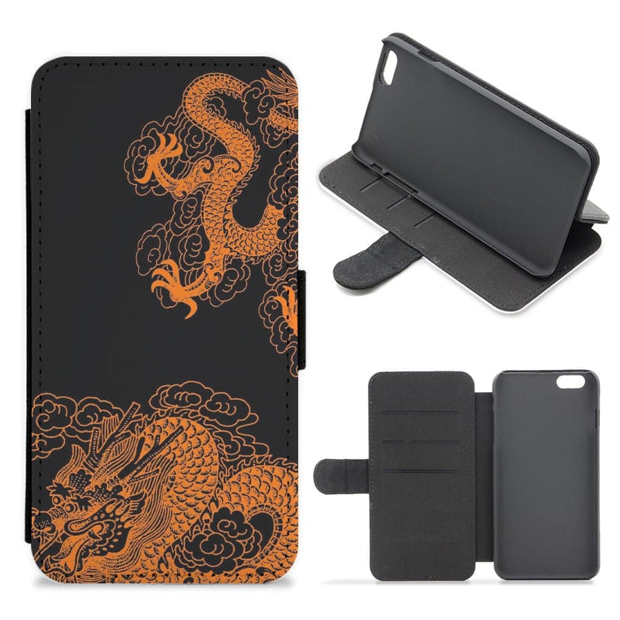 Orange Dragon Flip / Wallet Phone Case
