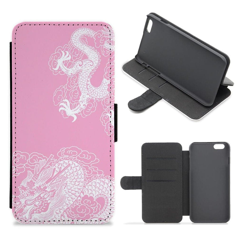 Pink Background Dragon Flip / Wallet Phone Case