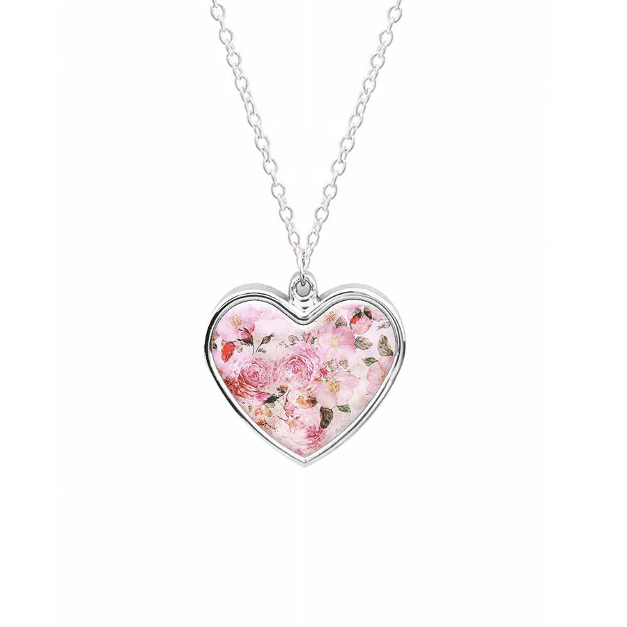 Pretty Pink Chic Floral Pattern Necklace