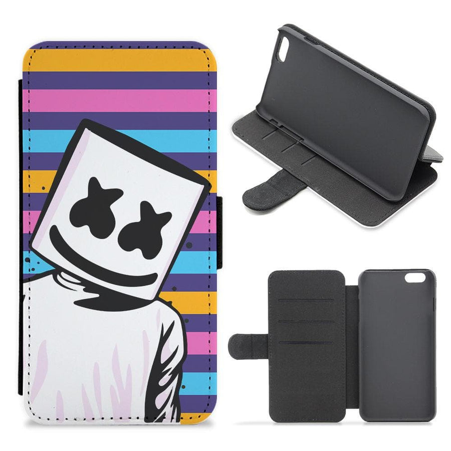 Striped Marshmello  Flip / Wallet Phone Case