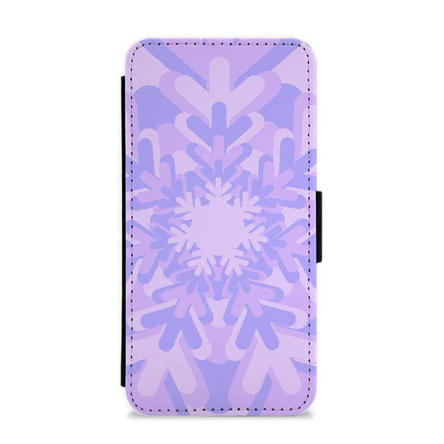 Purple - Colourful Snowflakes Flip / Wallet Phone Case