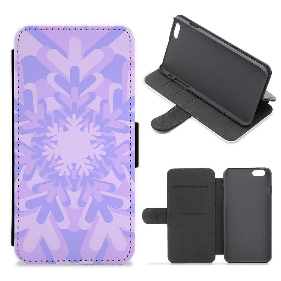 Purple - Colourful Snowflakes Flip / Wallet Phone Case