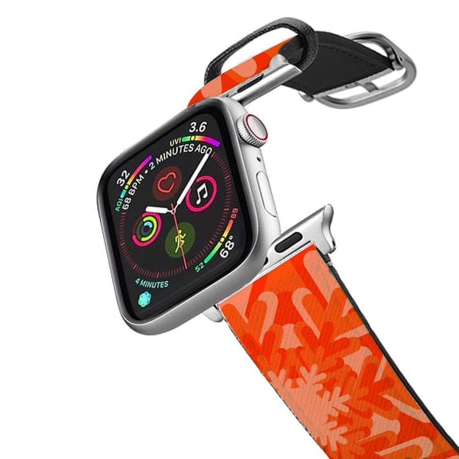 Orange - Colourful Snowflakes Apple Watch Strap