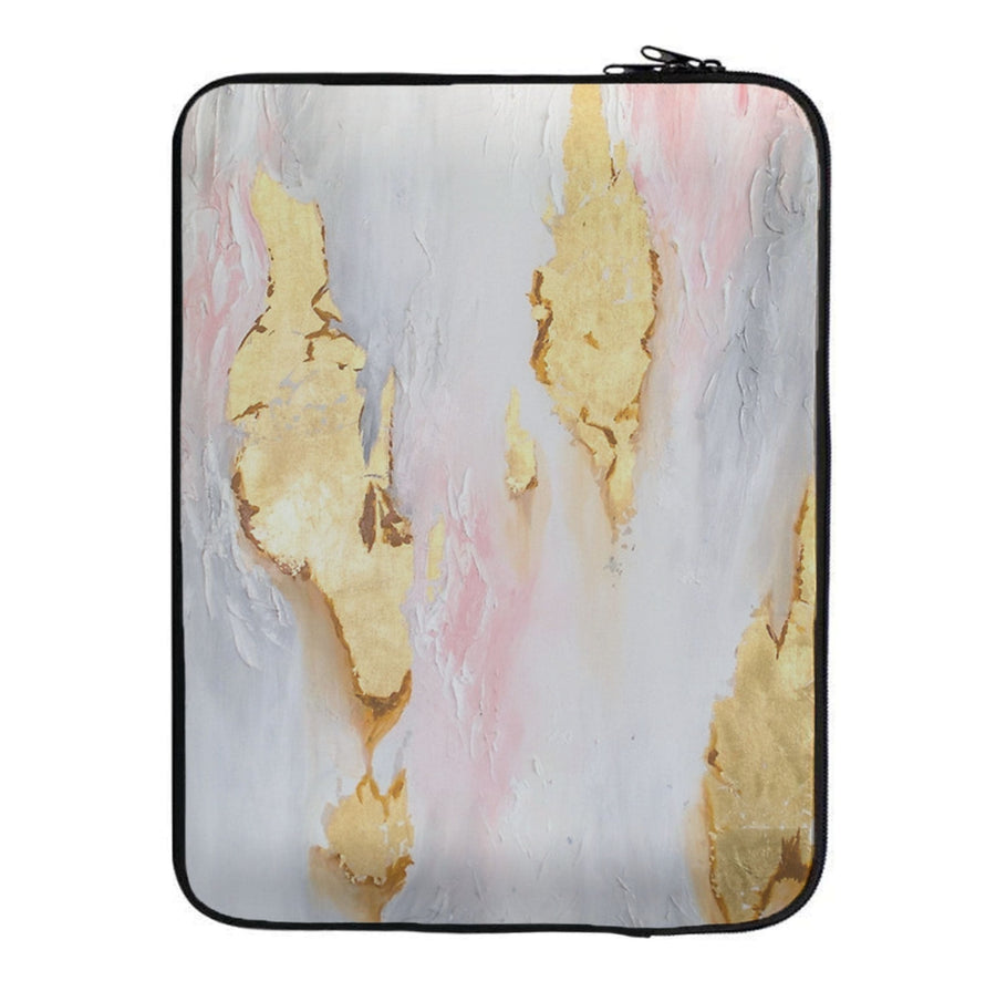 Gold Flaked Marble Pattern Laptop Sleeve