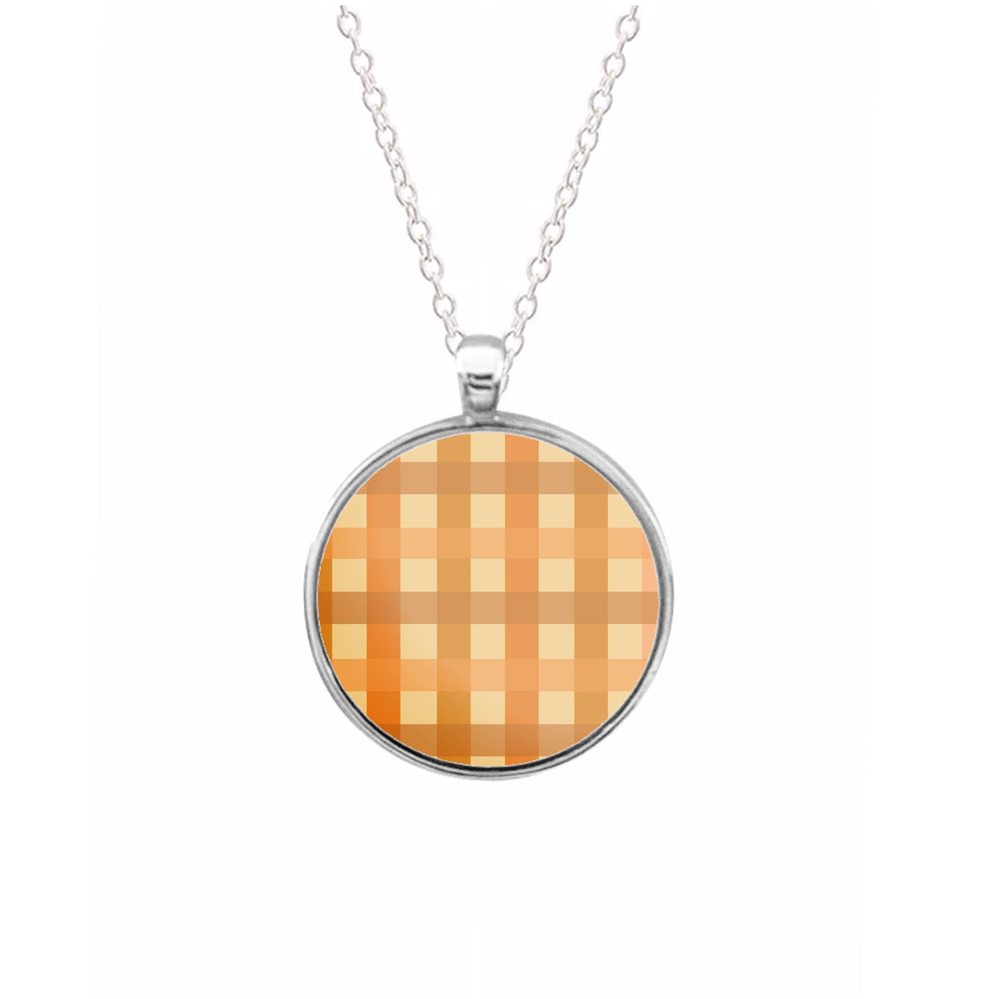 Orange Plaid Pattern- Autumn Necklace