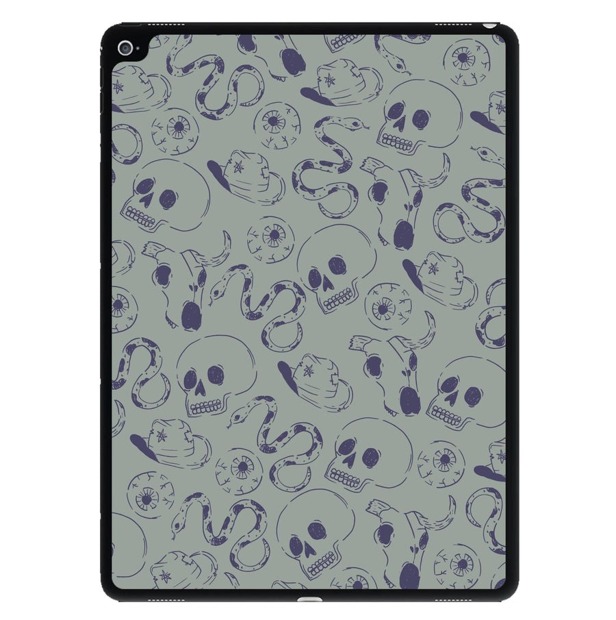 Blue Snakes And Skulls - Western  iPad Case