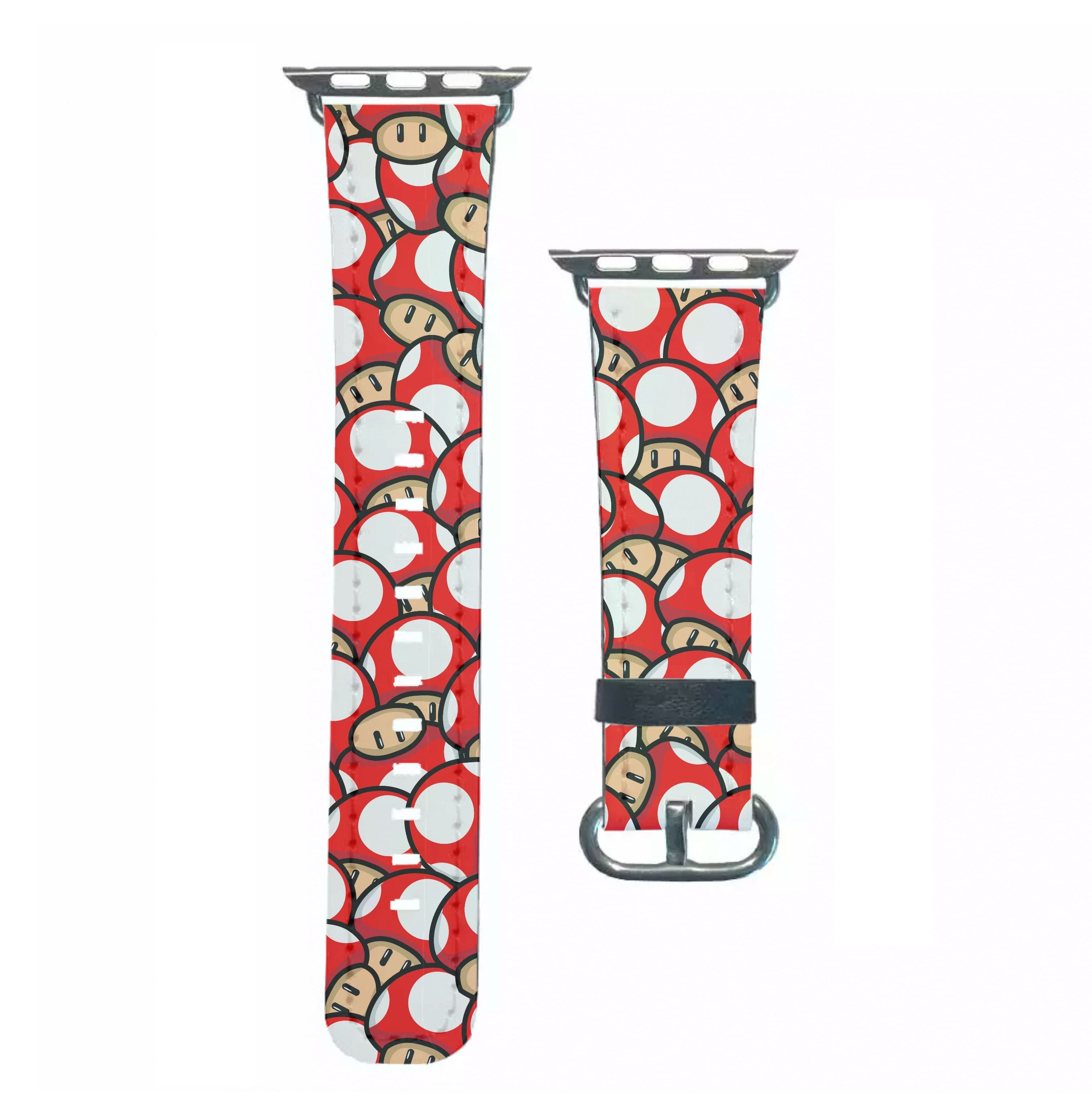 Mushroom Pattern - Red Apple Watch Strap