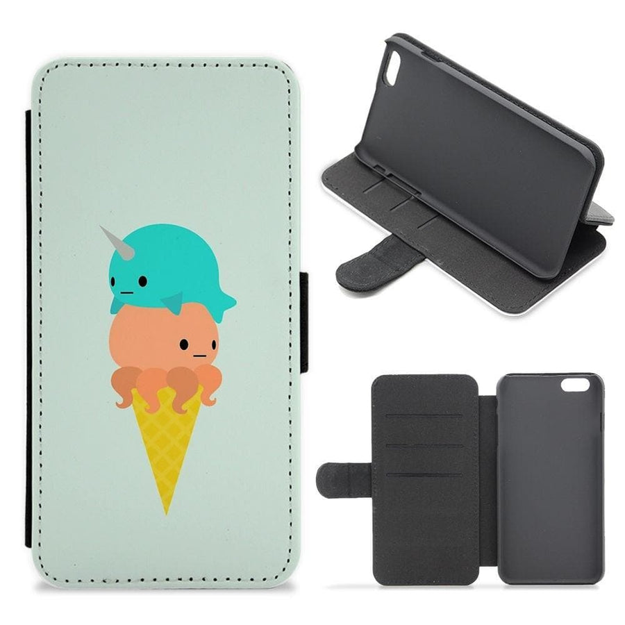 Narwhal Octopus Ice Cream Flip / Wallet Phone Case - Fun Cases