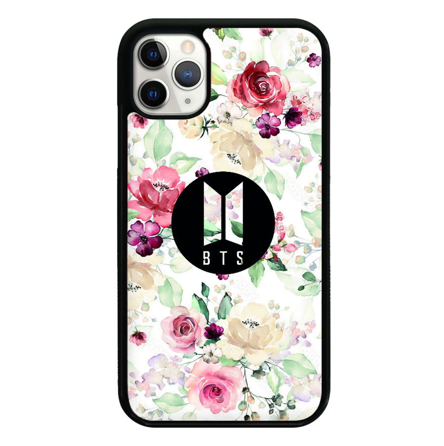 BTS Logo And Flowers - BTS Phone Case