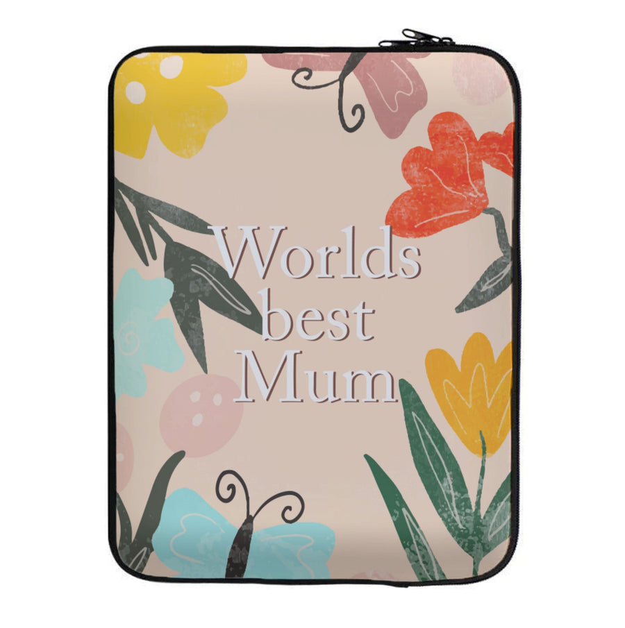 Worlds Best Mum - Floral Mother's Day Laptop Sleeve