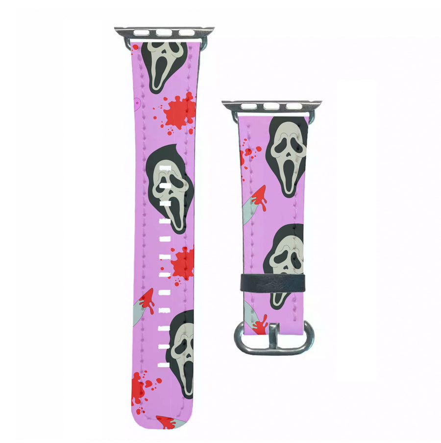 Pink Ghostface Pattern - Scream Apple Watch Strap