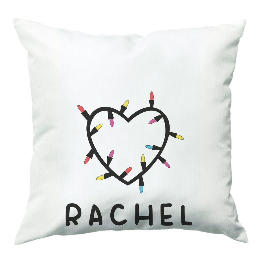 Heart Shaped Fairy Lights - Personalised Stranger Things Cushion