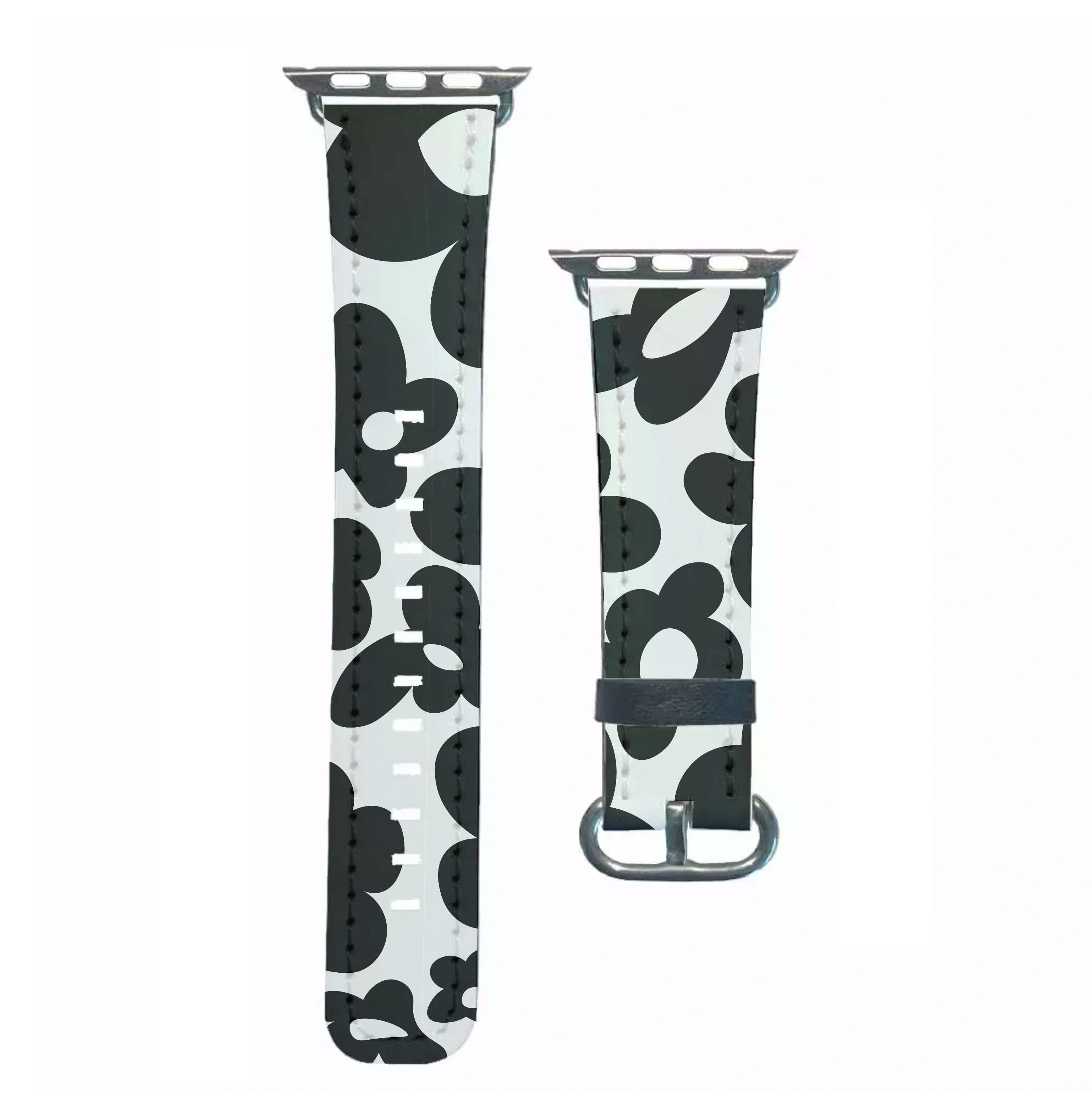 Black Flowers - Trippy Patterns Apple Watch Strap