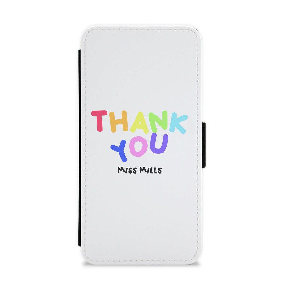 Thank You - Personalised Teachers Gift Flip / Wallet Phone Case